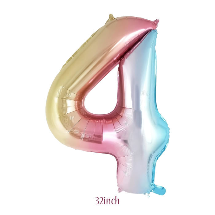 32 inch rainbow number 4 foil balloon