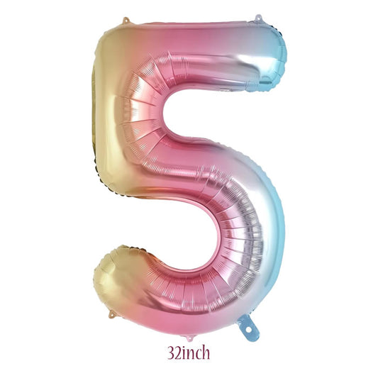 32 inch rainbow number 5 foil balloon