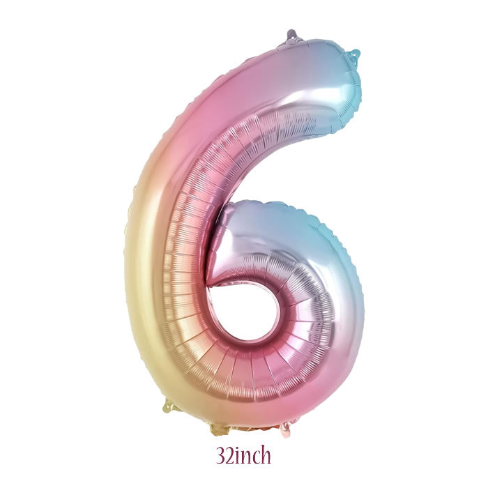 32 inch rainbow number 6 foil balloon