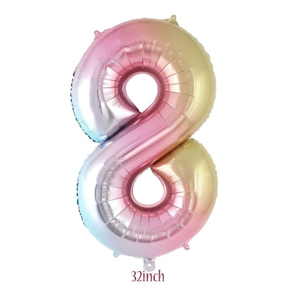 32 inch Rainbow Number 8 Foil Balloon