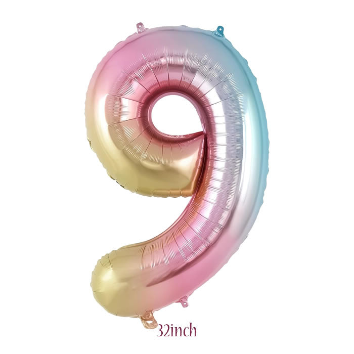 32 inch Rainbow Number 9 Foil Balloon