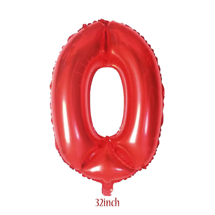 32 inch Red Number 0 Foil Balloon