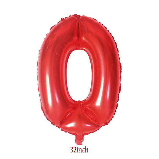 32 inch Red Number 0 Foil Balloon