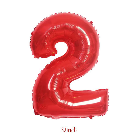 32 inch red number 2 foil balloon