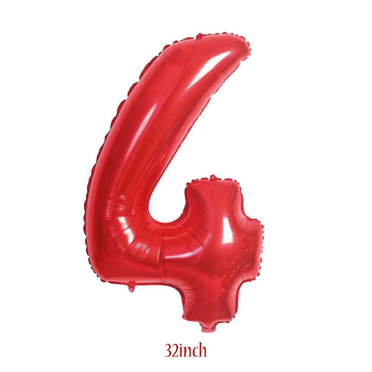 32 inch red number 4 foil balloon