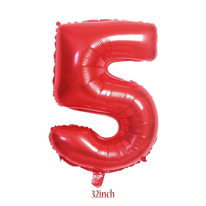 32 inch Red Number 5 Foil Balloon