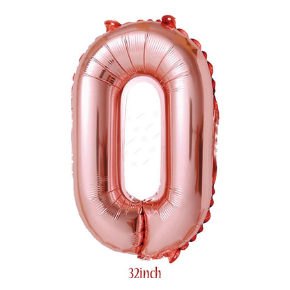 32 inch Rose Gold Number 0 Foil Balloon