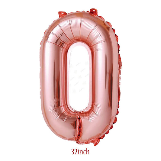 32 inch Rose Gold Number 0 Foil Balloon