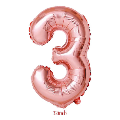 32 inch Rose Gold Number 3 Foil Balloon