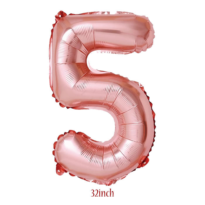 32 inch Rose Gold Number 5 Foil Balloon
