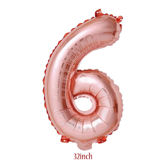 32 inch Rose Gold Number 6 Foil Balloon