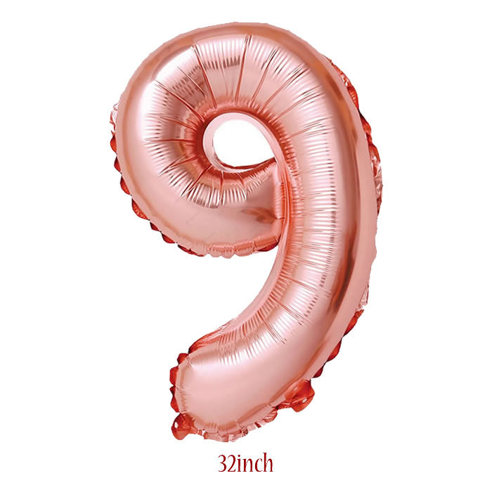 32 inch Rose Gold Number 9 Foil Balloon