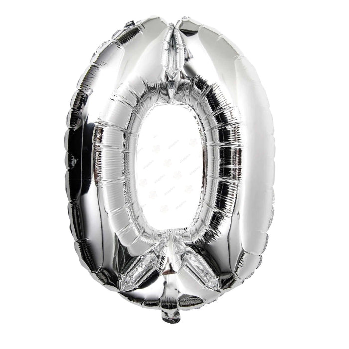 32in Silver Foil Number 0 Balloon