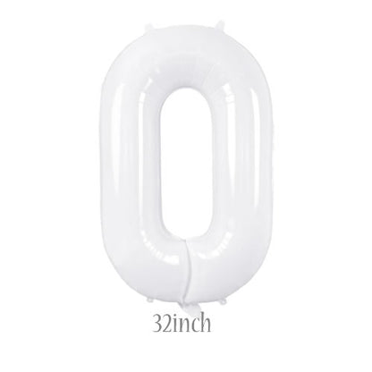 32 inch white foil number 0 balloon