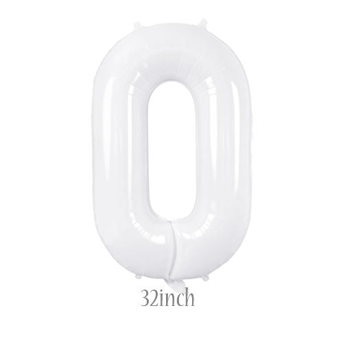 32 inch white foil number 0 balloon