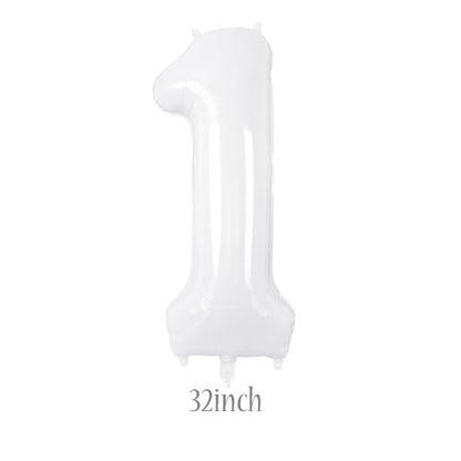 32 inch white foil number 1 balloon