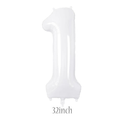 32 inch white foil number 1 balloon
