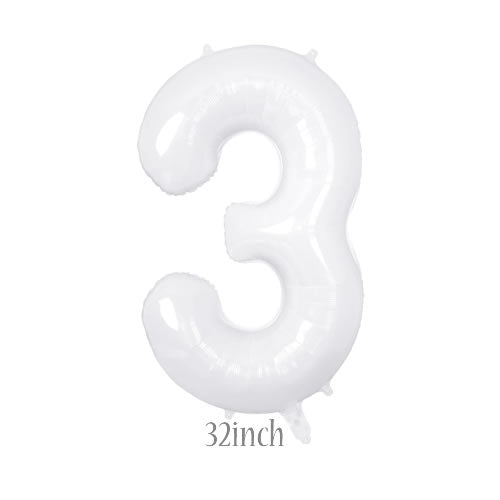 32 inch white foil number 3 balloon