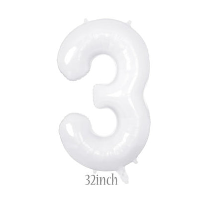 32 inch white foil number 3 balloon