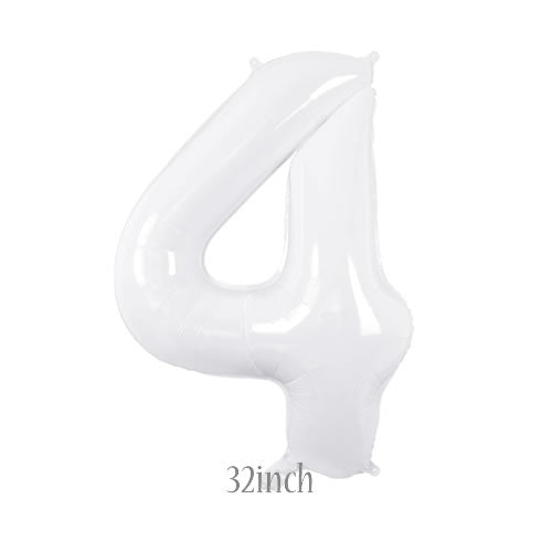 32 inch white foil number 4 balloon