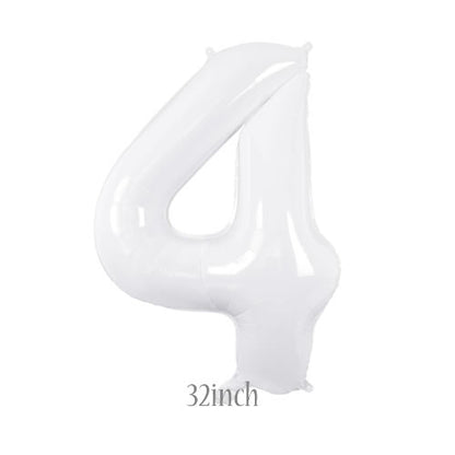 32 inch white foil number 4 balloon