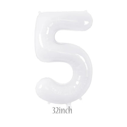 32 inch white foil number 5 balloon