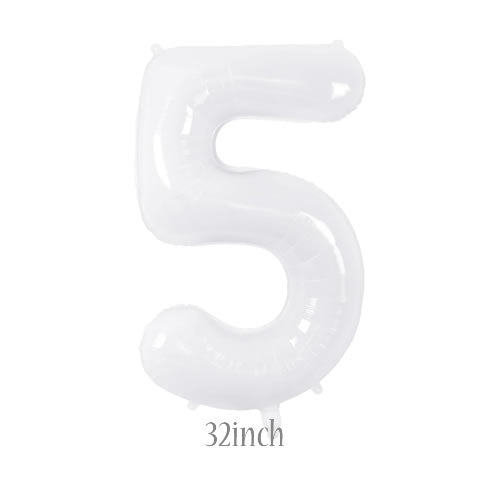 32 inch white foil number 5 balloon