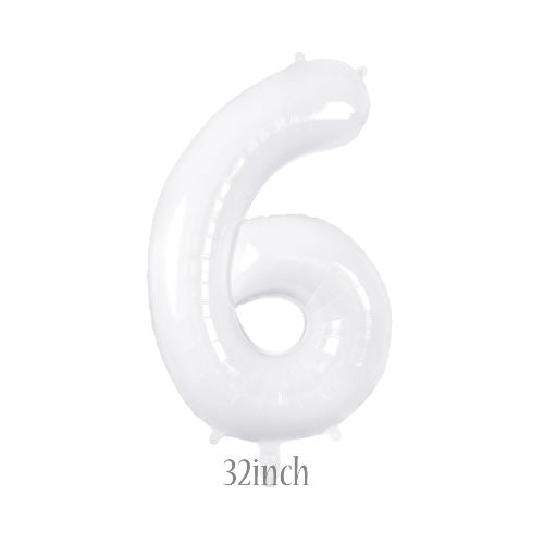 32 inch white foil number 6 balloon