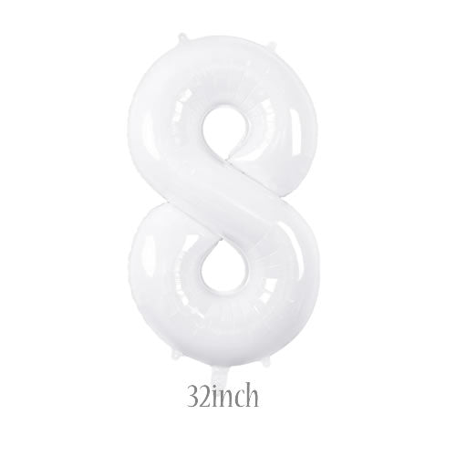 32 inch white foil number 8 balloon