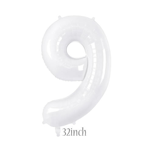 32 inch white foil number 9 balloon