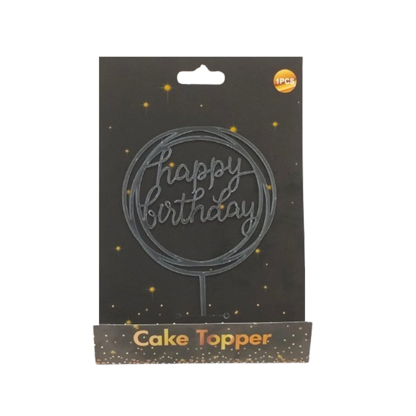 Happy Birthday Cake Topper Black