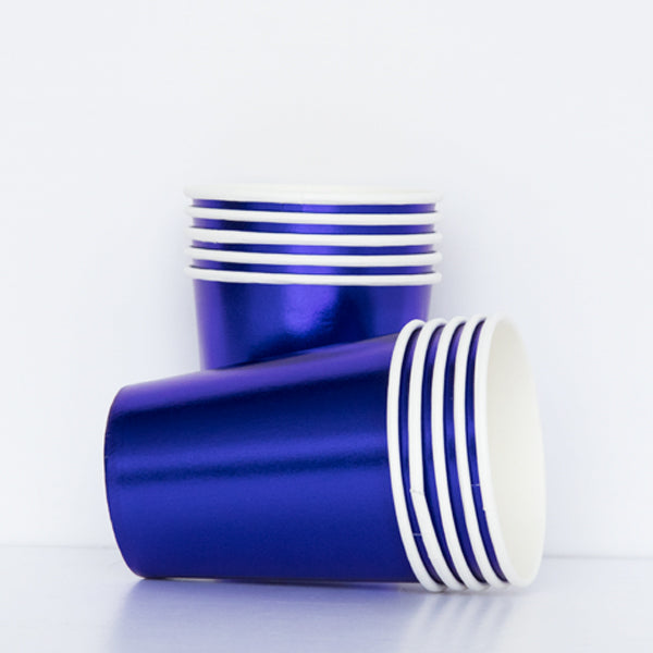 Metallic Blue Paper Cups