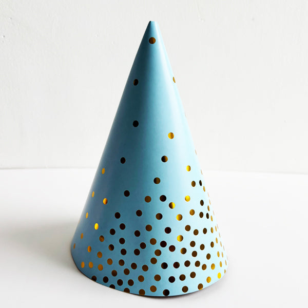 Blue & Gold Polka Dot Paper Hats