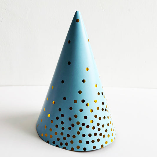 Blue & Gold Polka Dot Paper Hats