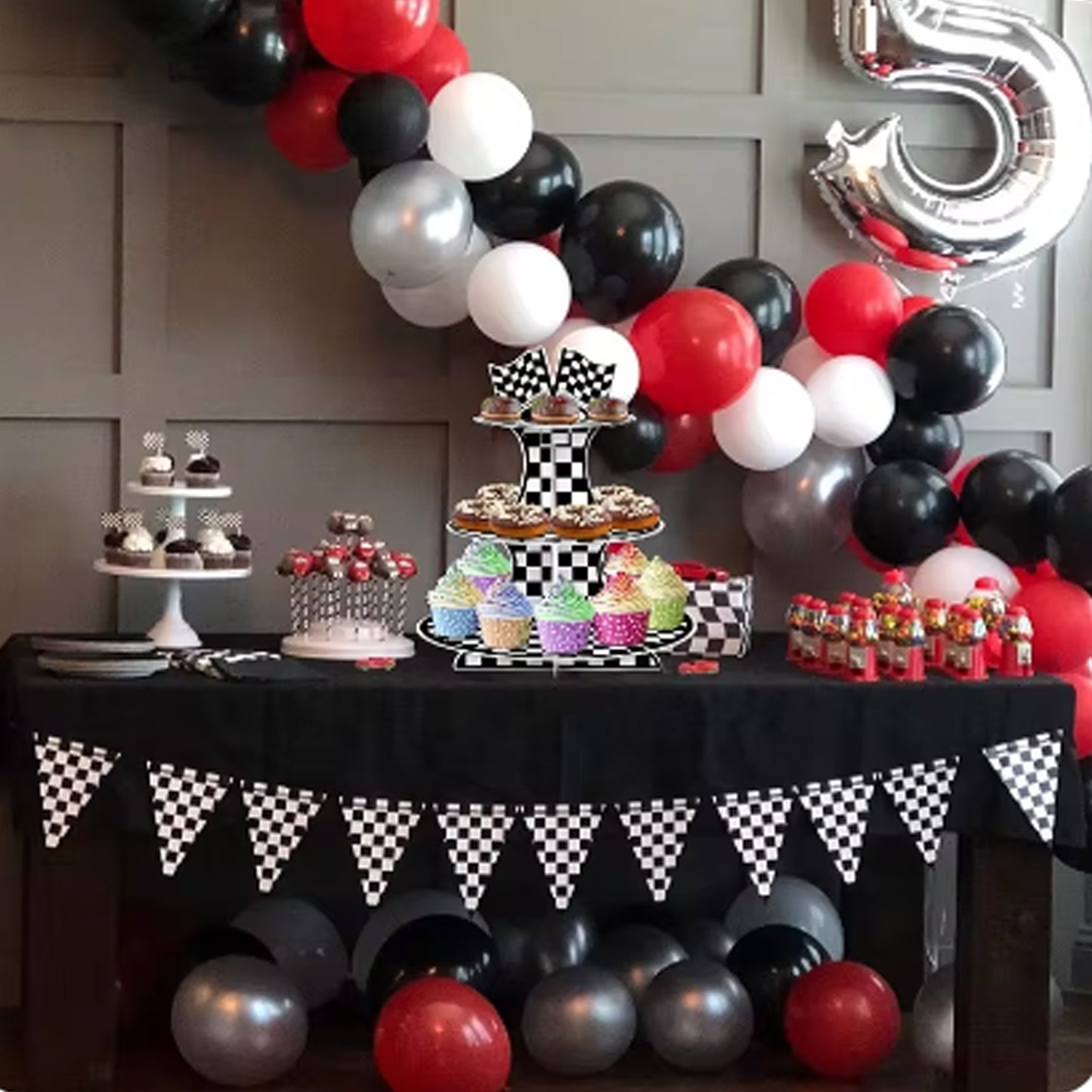 Chequered Party Theme Cupcake Dessert Stand