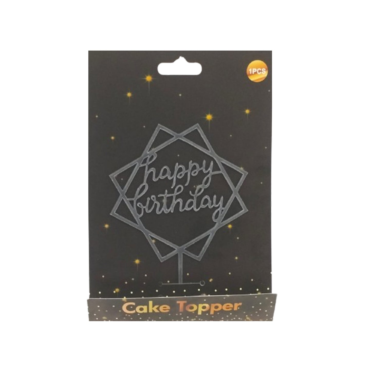 Happy Birthday Cake Topper Black