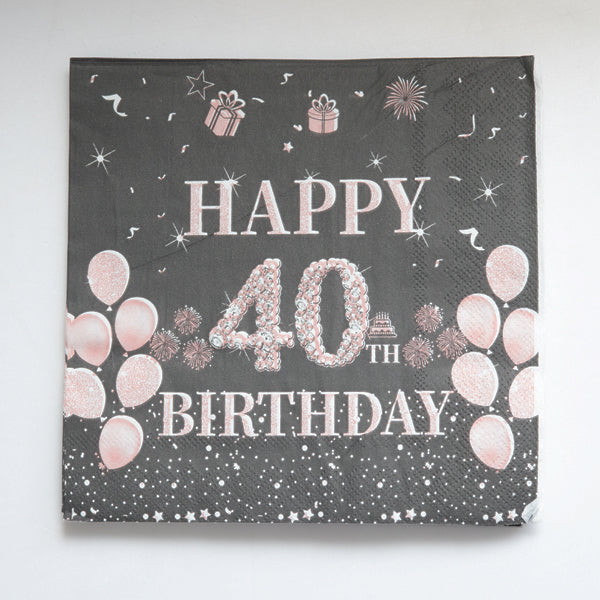 Happy 40th Birthday Paper Napkins
