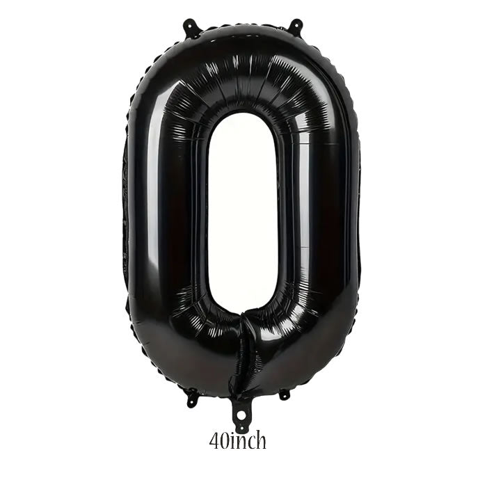 40 inch Black Number 0 Foil Balloon