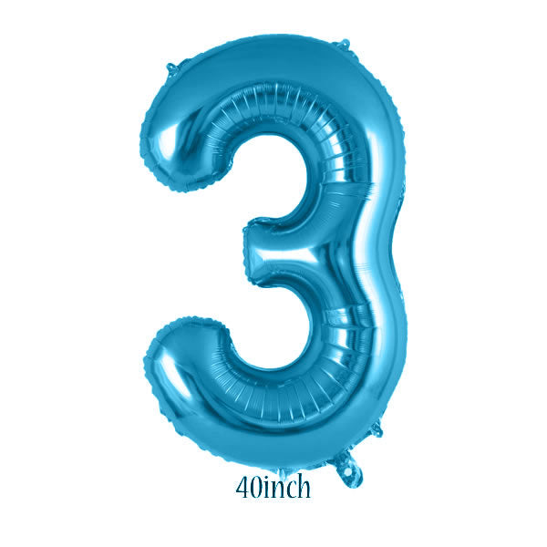 40 inch Light Blue Number 3 Foil Balloon