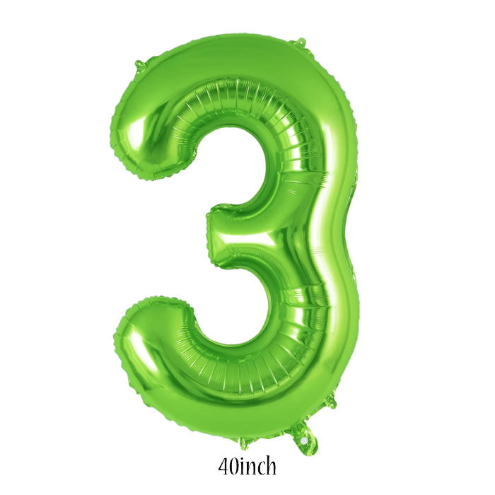 40 inch light green number 3 foil balloon