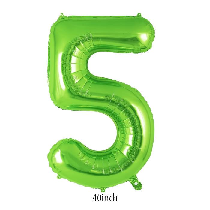 40 inch light green number 5 foil balloon