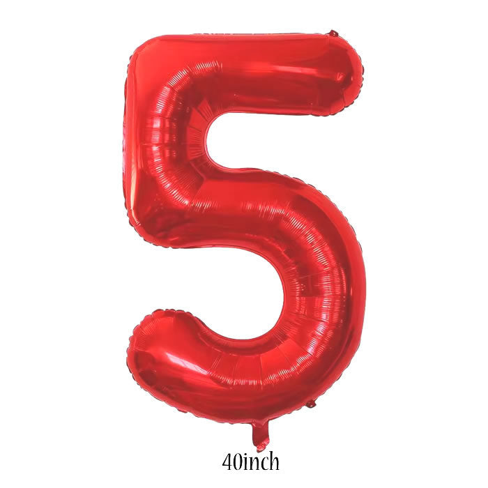 40 inch red number 5 foil balloon