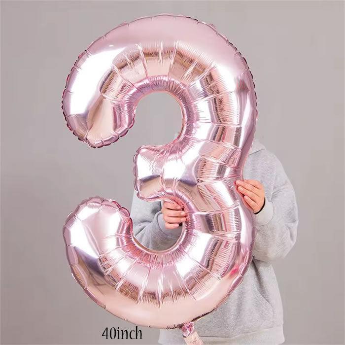 40 inch Rose Gold Number 3 Foil Balloon