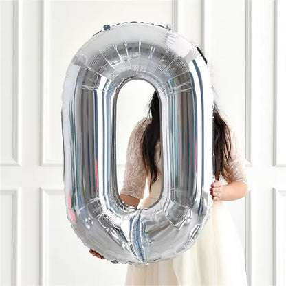 40 inch Silver Foil Number 0 Balloon