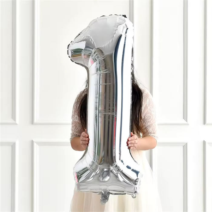 40 inch Silver foil number 1 balloon