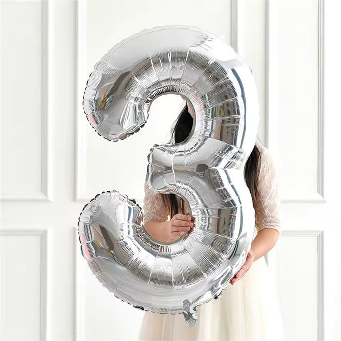40 inch Silver Foil Number 3 Balloon