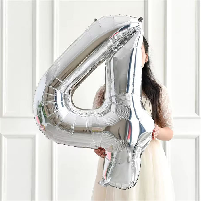 40 inch Silver Foil Number 4 Balloon