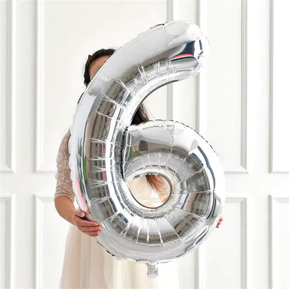 40 inch Silver Foil Number 6 Balloon