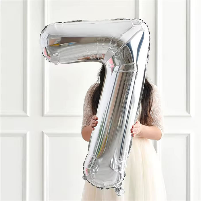 40 inch Silver Foil Number 7 balloon