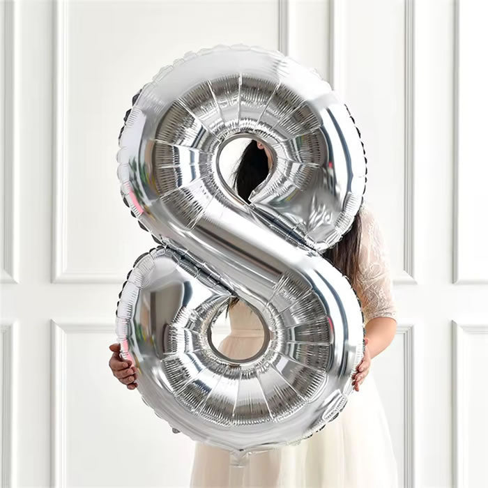 40 inch Silver Foil Number 8 Balloon
